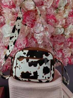 Montana West  Crossbody Cow Print riple Zip Handbags with Wide Strap